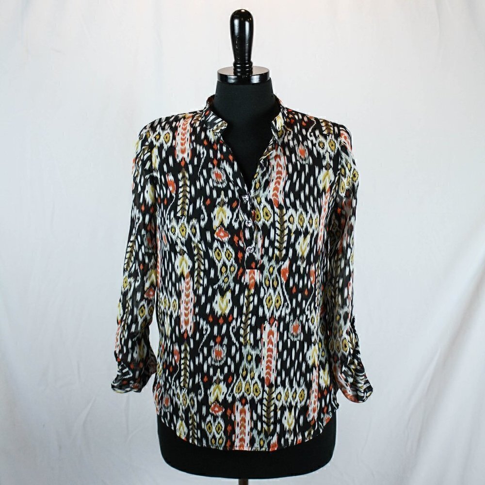 Grass Collection Sheer Blouse Graphic Prin…